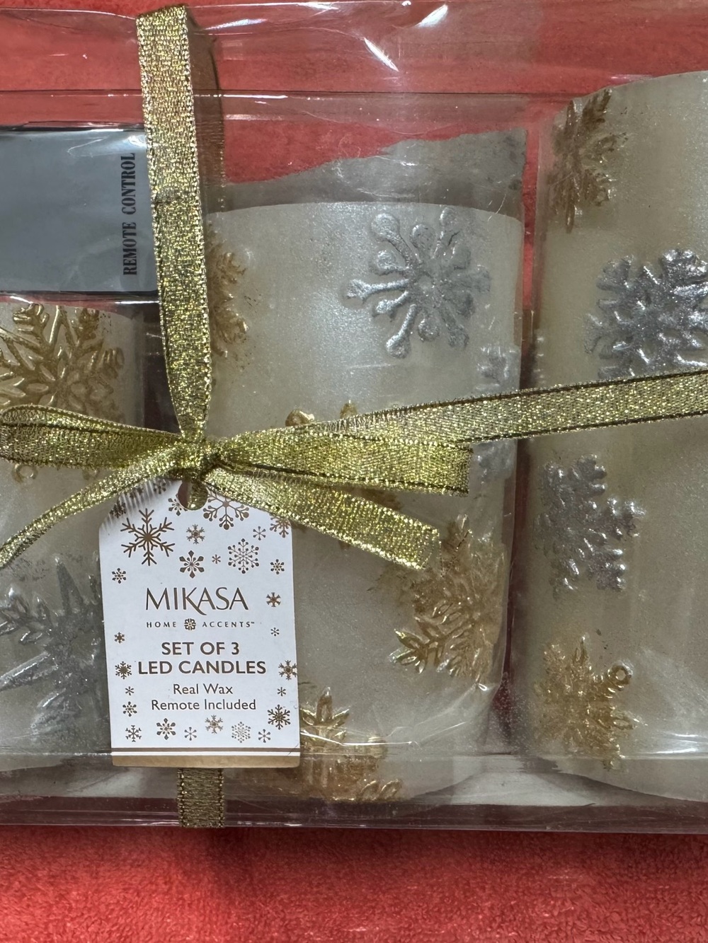 Mikasa Metallic Gold & Silver Snowflake LED Candle Set